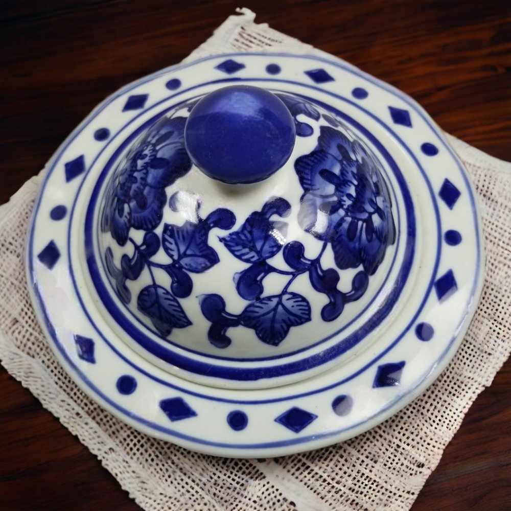 Double Happiness Chinese Ginger Jar Blue & White Classic Lidded Porcelain - Picture 4 of 14